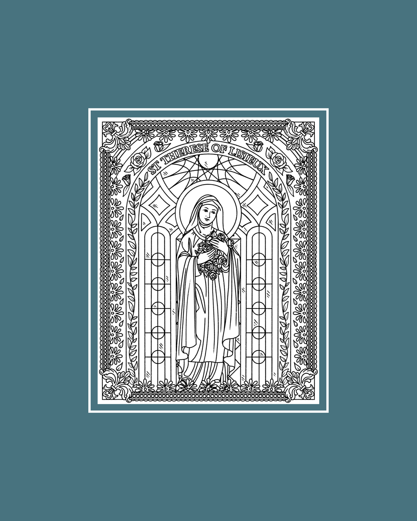 St. Therese of Lisieux Coloring Page - Digital Download