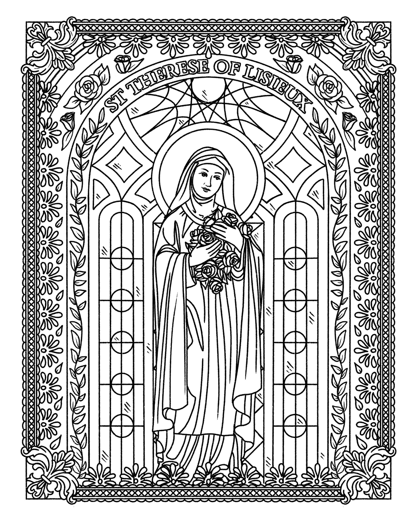 St. Therese of Lisieux Coloring Page - Digital Download