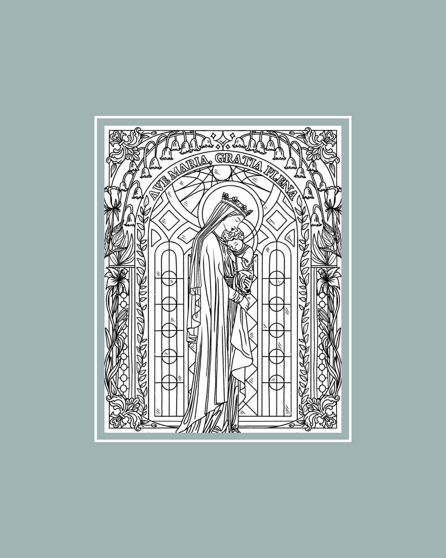 Ave Maria Coloring Page - Digital Download