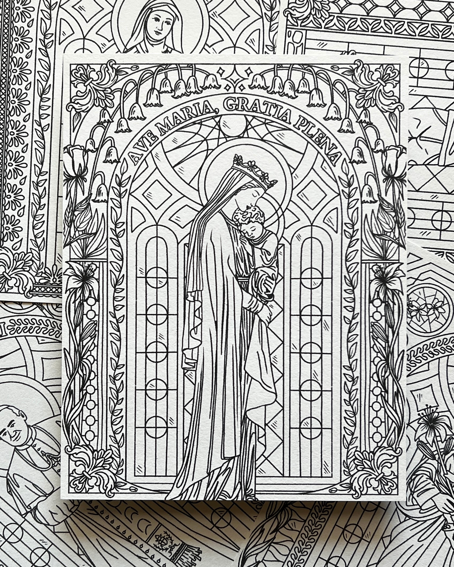Ave Maria Coloring Page - Digital Download