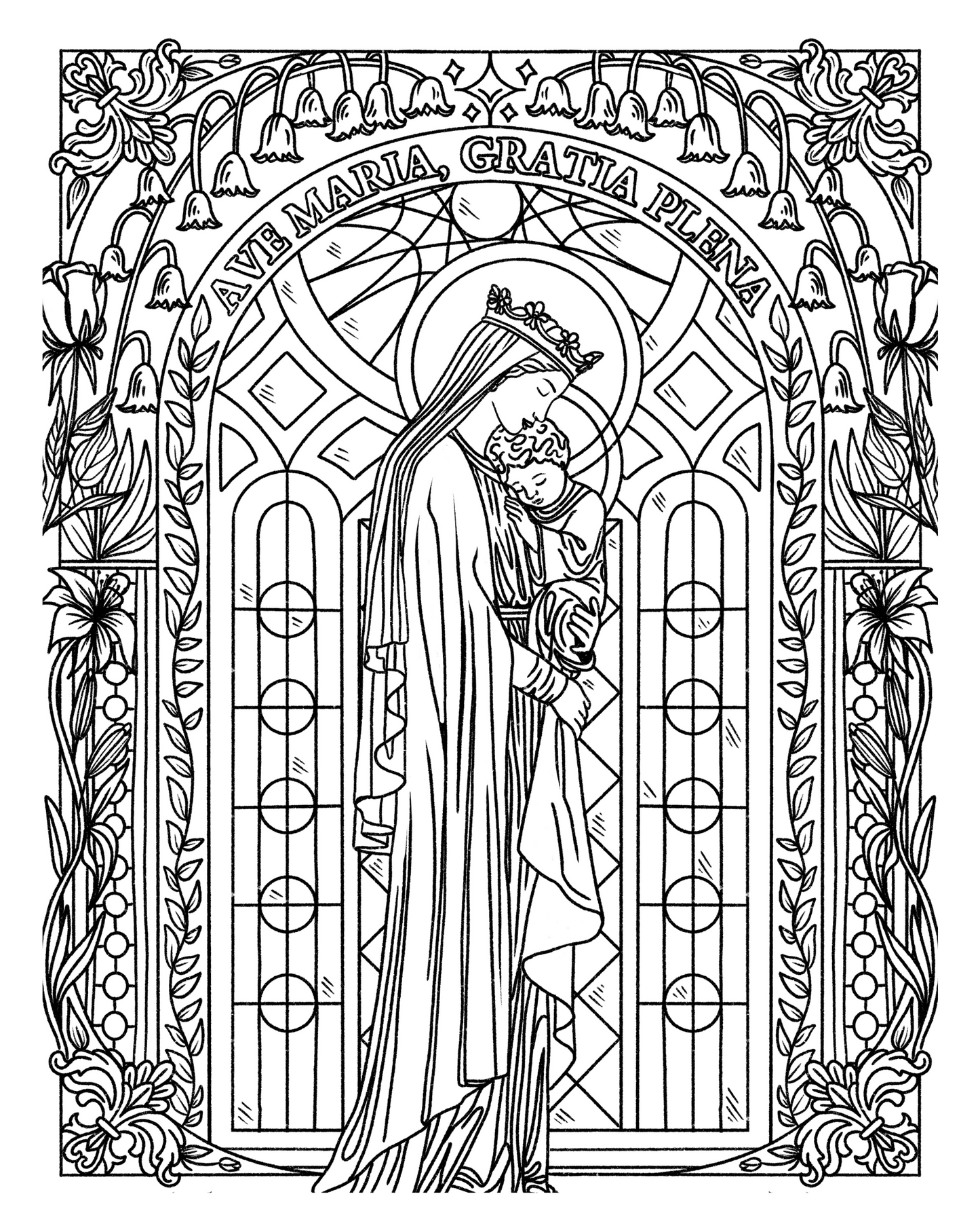 Ave Maria Coloring Page - Digital Download
