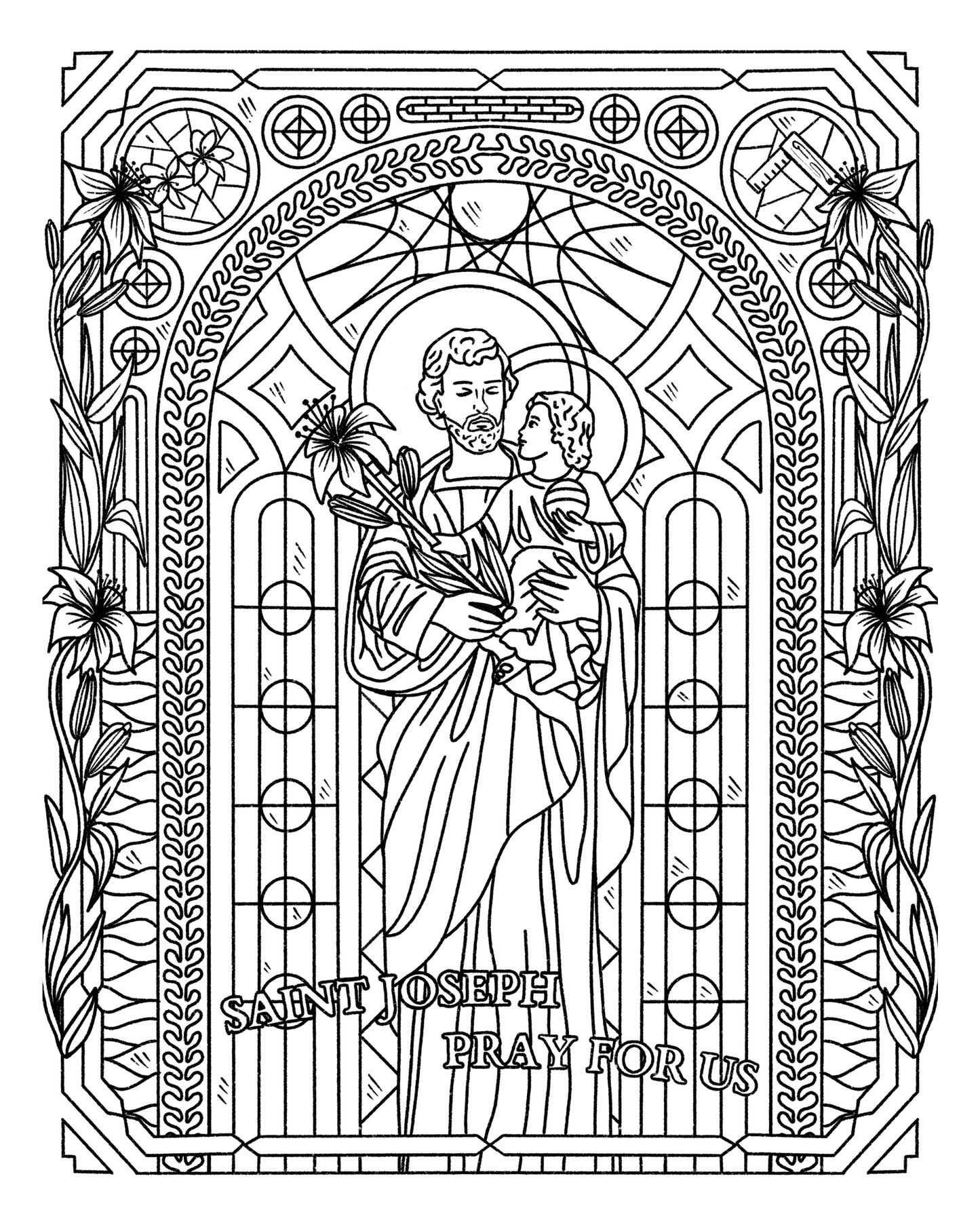 St. Joseph Coloring Page - Digital Download