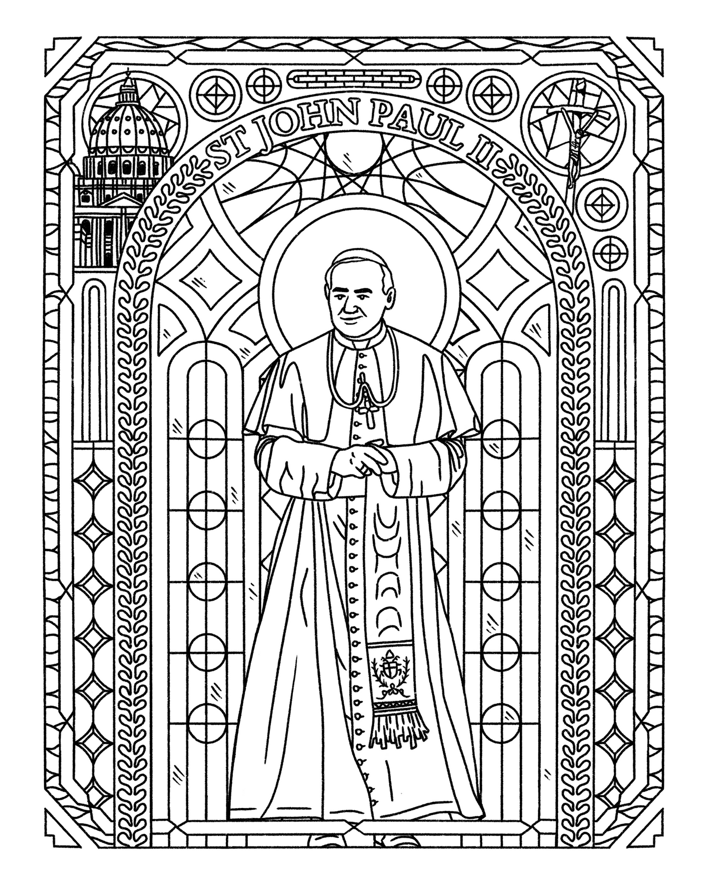 St. John Paul II Coloring Page - Digital Download