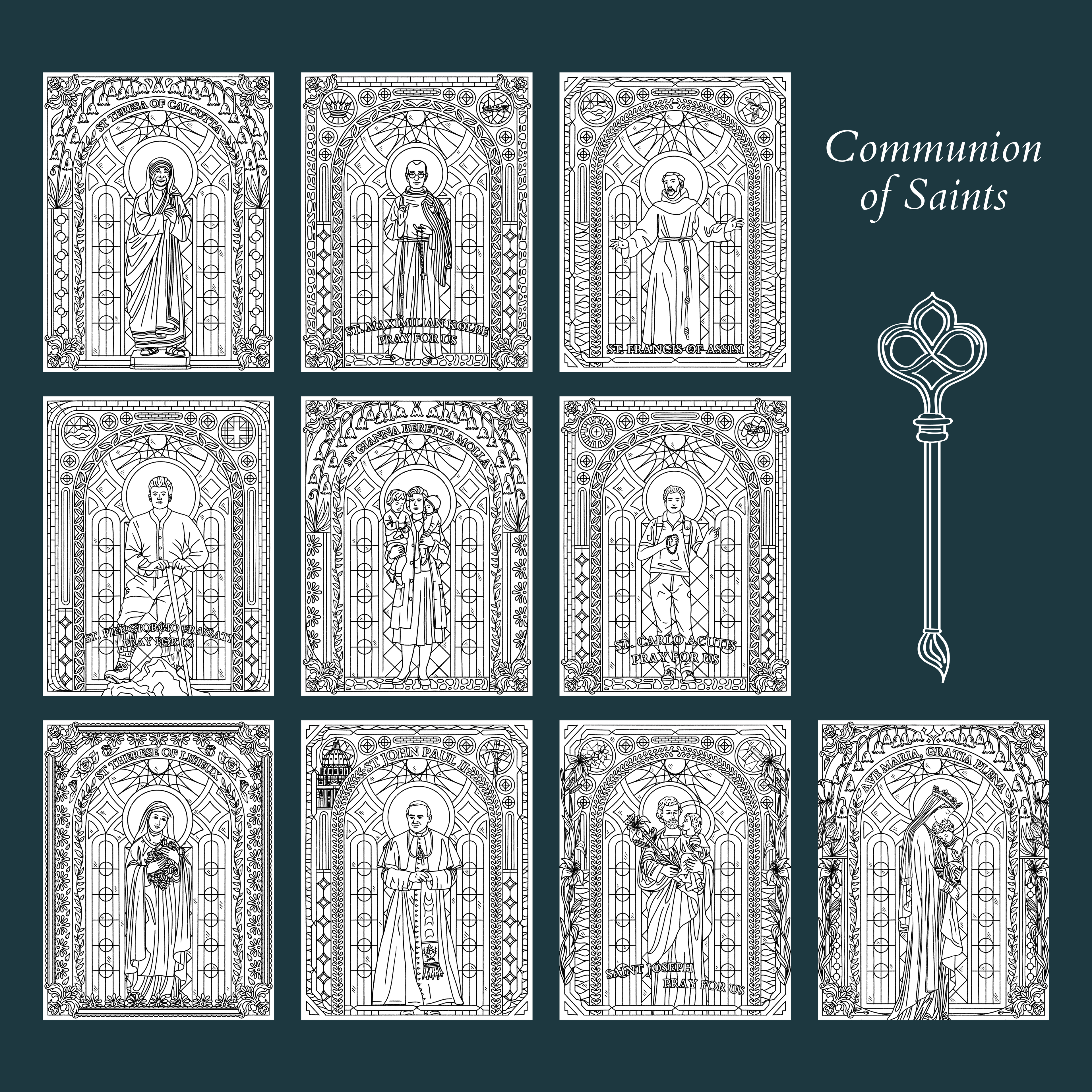 Communion Of Saints | 10 Catholic Coloring Pages DIGITAL DOWNLOAD
