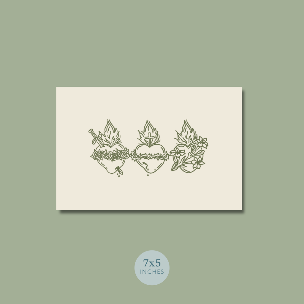 Simple Hearts of the Holy Family Print