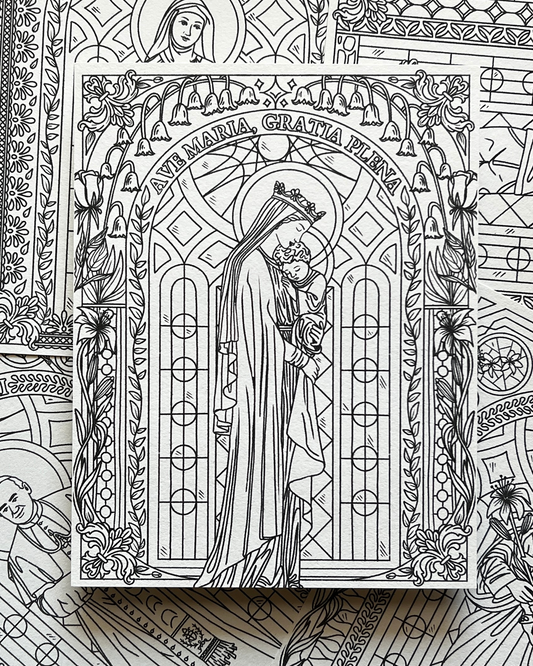 Ave Maria Coloring Page - Digital Download