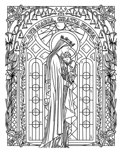 Ave Maria Coloring Page - Digital Download