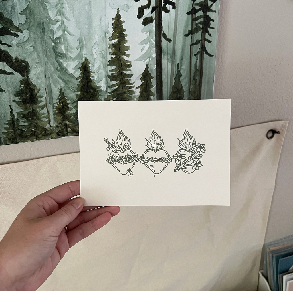 Simple Hearts of the Holy Family Print